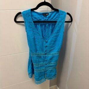 Dolce Cabo Women’s Aqua Blue Tank Blouse Size M